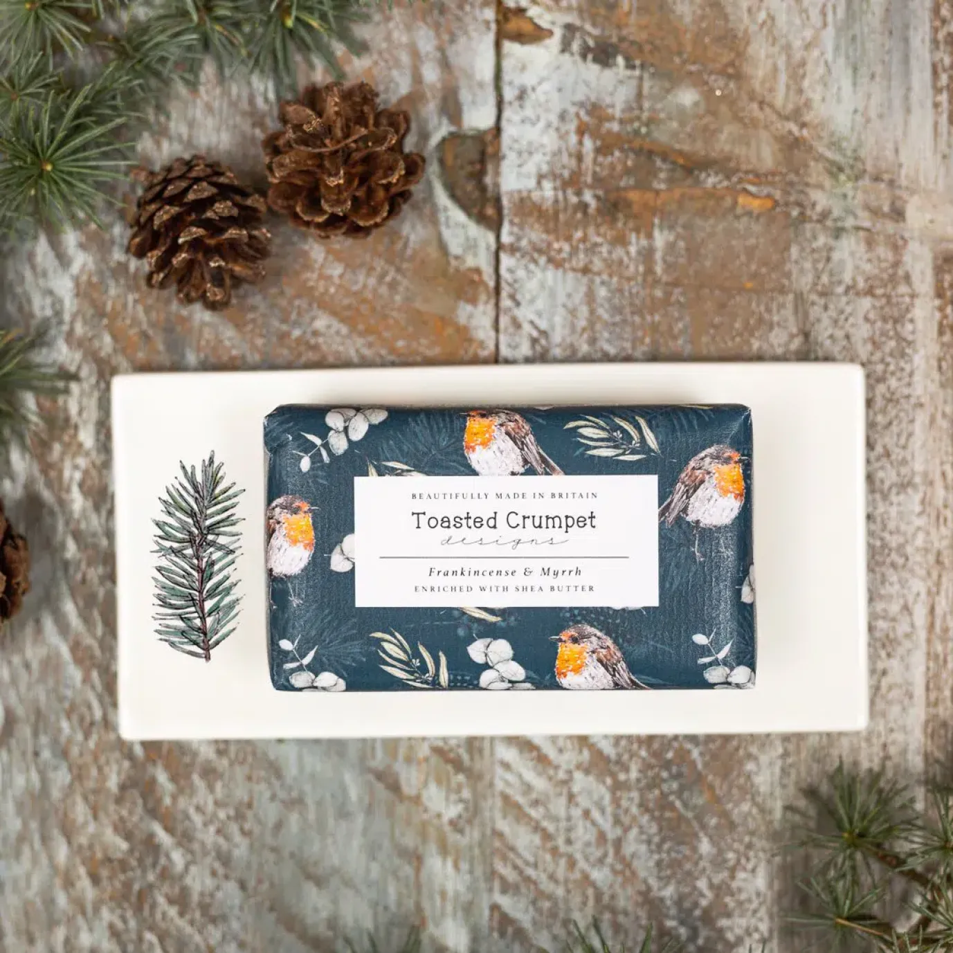 Winter Spruce Bone China Rectangular Soap Dish