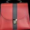 Zatchels Handmade Leather Kensington Handbag - Red with Navy Contrast