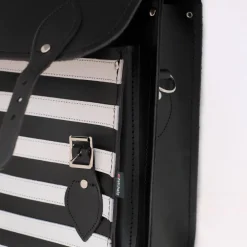 Zatchels Handmade Leather City Backpack - Gothic Black & White Stripe
